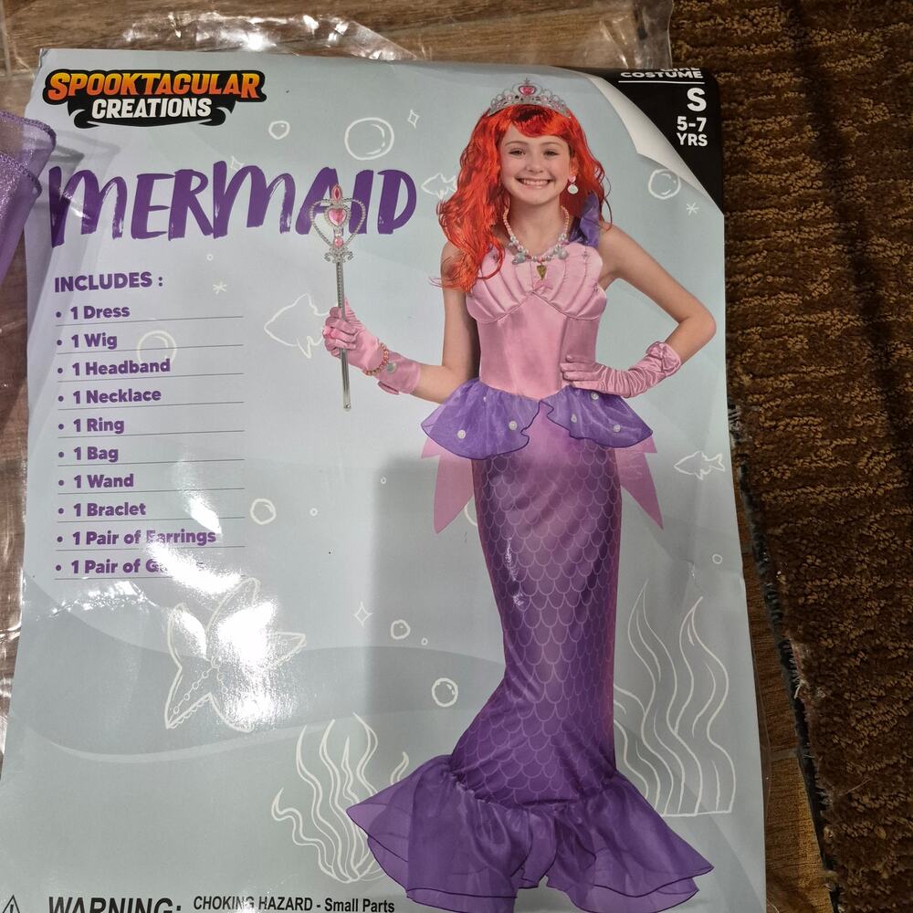 NEW Halloween Costume Spooktacular Creations Girls Mermaid size small 5–7 YRS
